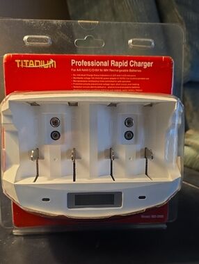 Titanium White Battery Charger with Red Backing